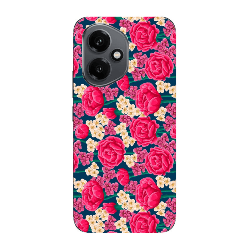 Honor Magic 400 Red and pink Flowers Transparent Silicone TPU Θήκη